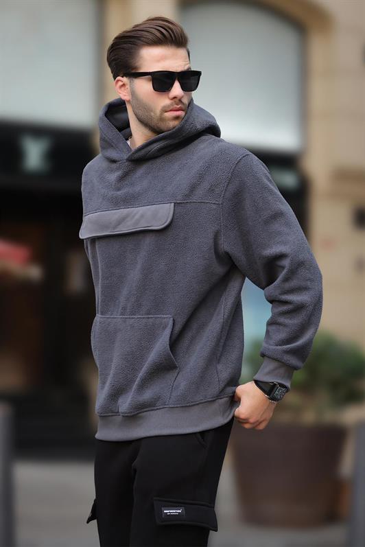 MDX Smoke Hooded Covered Pocket Detailed Polar Men's Sweatshirt 7097 - Brescia