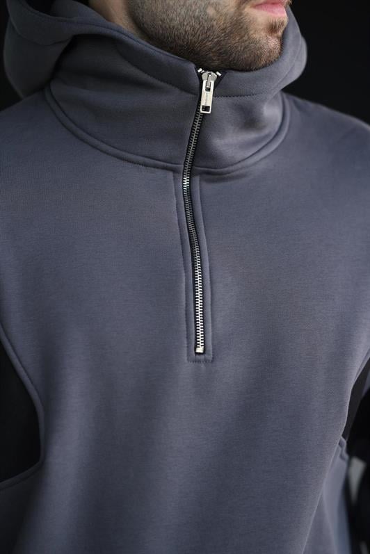 MDX Men's Smoke Zippered Collar Hooded Sweatshirt E7161 - Velsen-Zuid