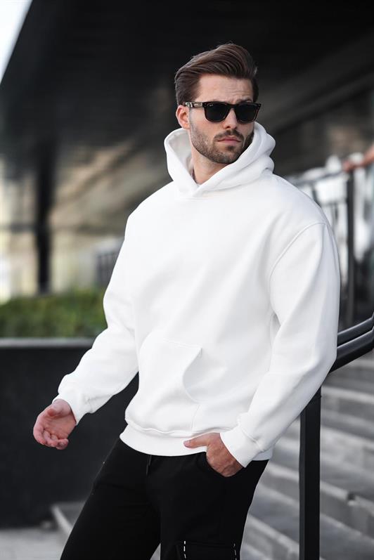 MDX Ecru Hooded Kangaroo Pocket Men's Sweatshirt E7169 - Pahrump