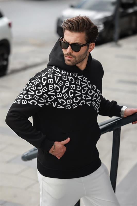 MDX Black Printed Hooded Men's Sweatshirt E7160 - Glen Burnie