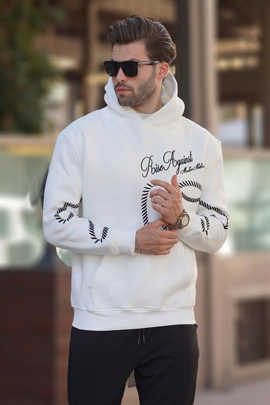 MDX Ecru Printed Hooded Pocket Detailed Men's Sweatshirt 7067 - Annandale