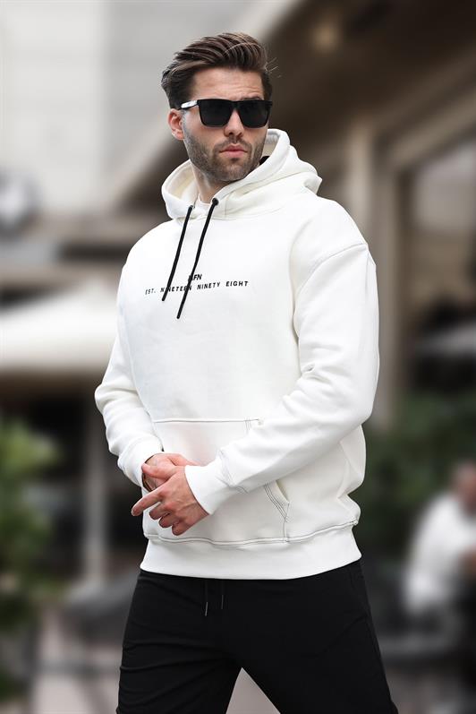 MDX Ecru Hooded Embroidered Detail Pocketed Men's Sweatshirt 7066 - Bristol