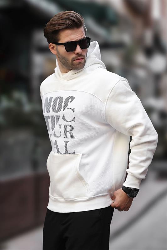 MDX Ecru Printed Hooded Men's Sweatshirt with Pocket Detail 7062 - Hornchurch