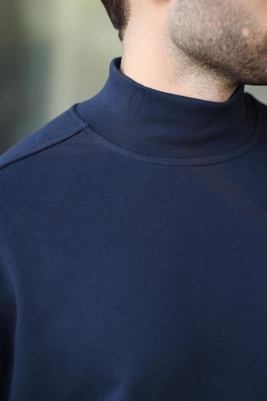 MDX Navy Half Fisherman Collar Men's Basic Sweatshirt E7158 - Morden