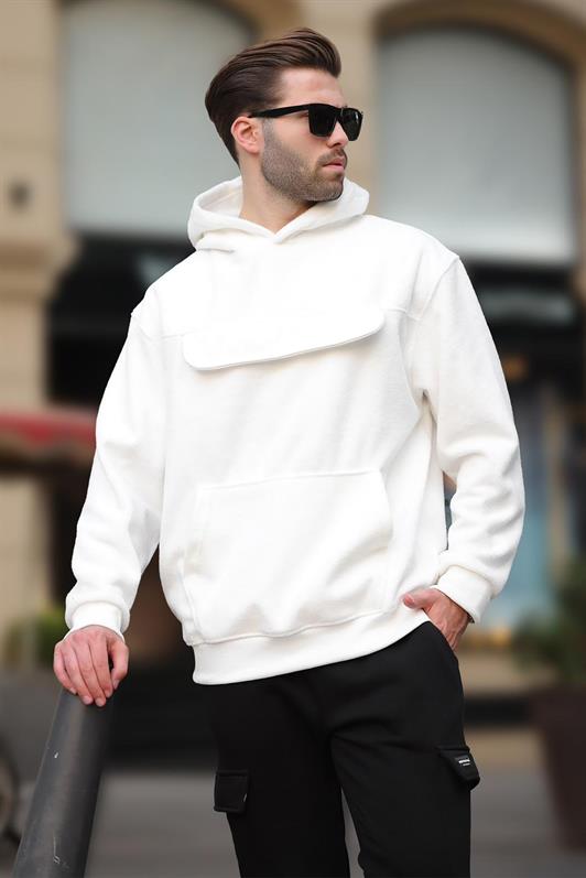 MDX Ecru Hooded Hooded Pocket Detailed Polar Men's Sweatshirt 7097 - Dijon