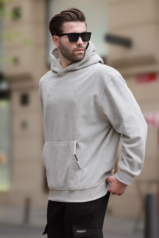 MDX Hooded Gray Hoodie with Pocket Detail Men's Sweatshirt 7093 - Lida