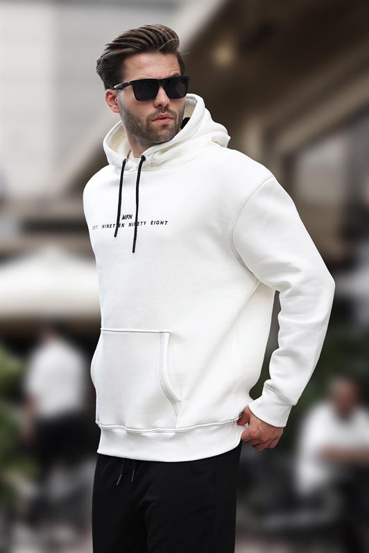MDX Ecru Hooded Embroidered Detail Pocketed Men's Sweatshirt 7066 - Bristol