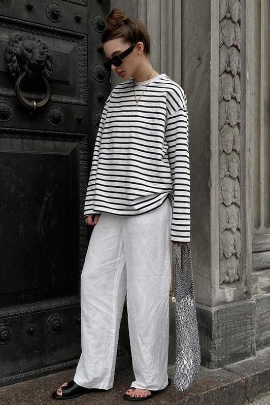 MDX Beyaz Çizgili Sweatshirt MG2572 - Geldern