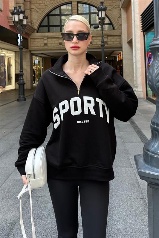 MDX Black Half Zip Printed Sweatshirt MG2212 - Elche