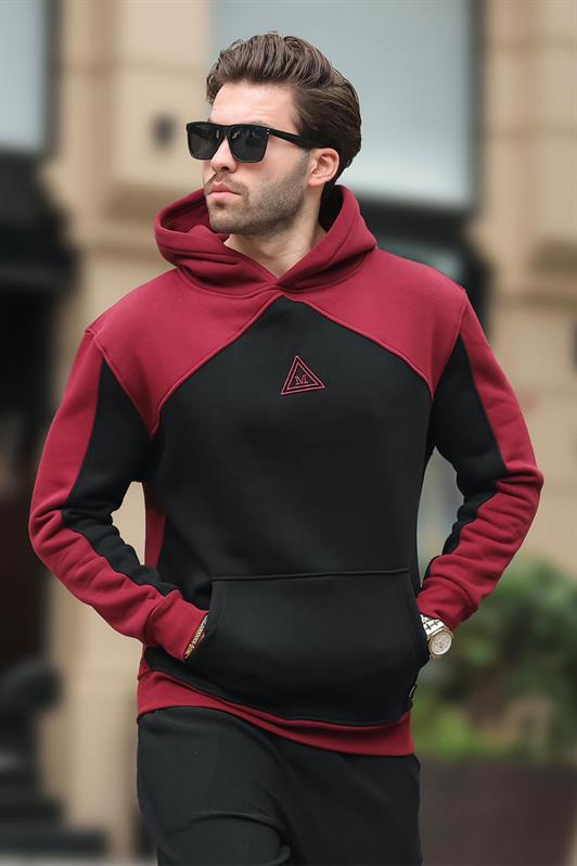 MDX Burgundy Hooded Sweatshirt with Pocket Detail and Embroidery E7085 - Kaiserslautern