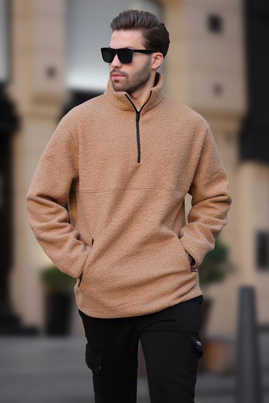 MDX Beige Crew Neck Half Zip Buckle Sweatshirt 7084 - Chilliwack