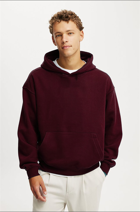 MDX Burgundy Hooded Kangaroo Pocket Men's Sweatshirt E7169 - Roquetas de Mar