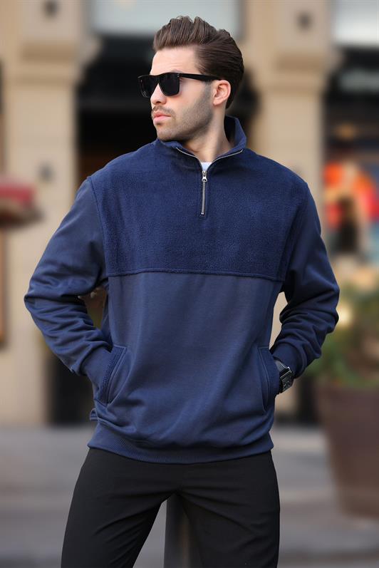 MDX Navy Blue High Neck Half Zip Polar Sweatshirt 7096 - Mainz