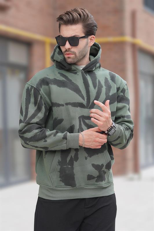 MDX Haki Hooded Pocket Detailed Printed Men's Sweatshirt 7087 - Bunbury