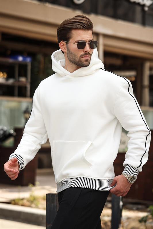 MDX Ecru Hooded Kangaroo Pocket Men's Sweatshirt E7163 - Borehamwood