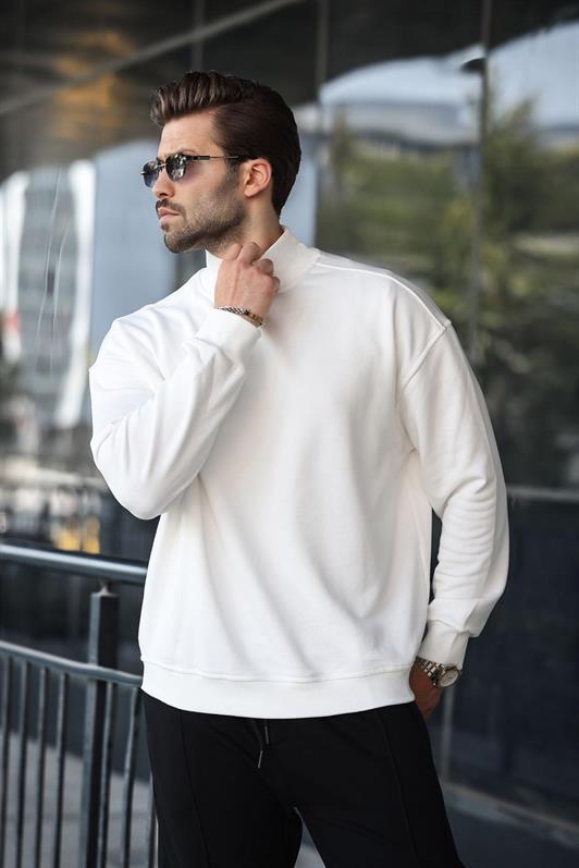 MDX Ekru Half Fisherman Collar Men Basic Sweatshirt E7158 - Ponce