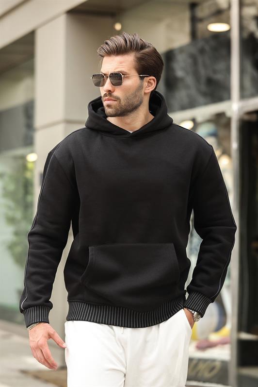 MDX Black Hooded Kangaroo Pocket Men's Sweatshirt E7163 - Murcia