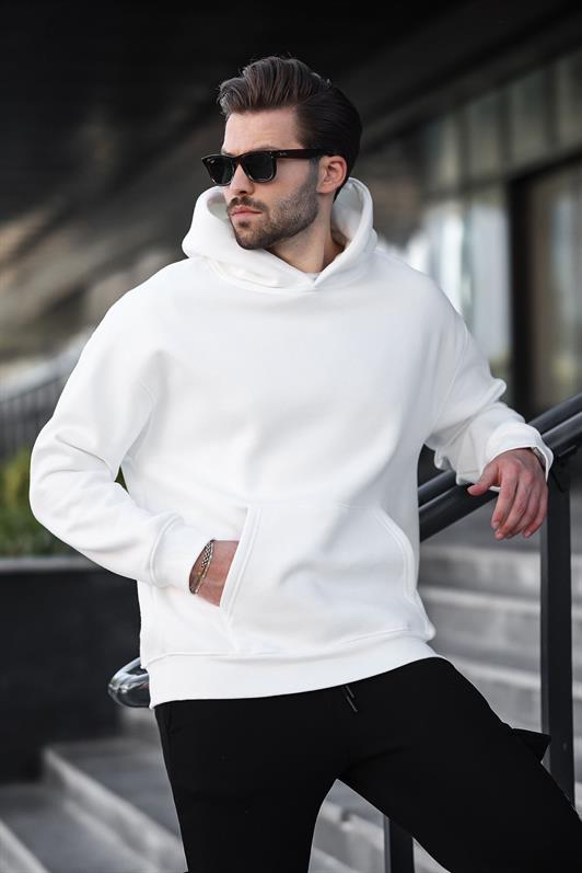 MDX Ecru Hooded Kangaroo Pocket Men's Sweatshirt E7169 - Pahrump