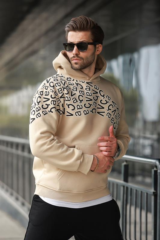 MDX Beige Printed Hooded Men's Sweatshirt E7160 - Cuetzalan