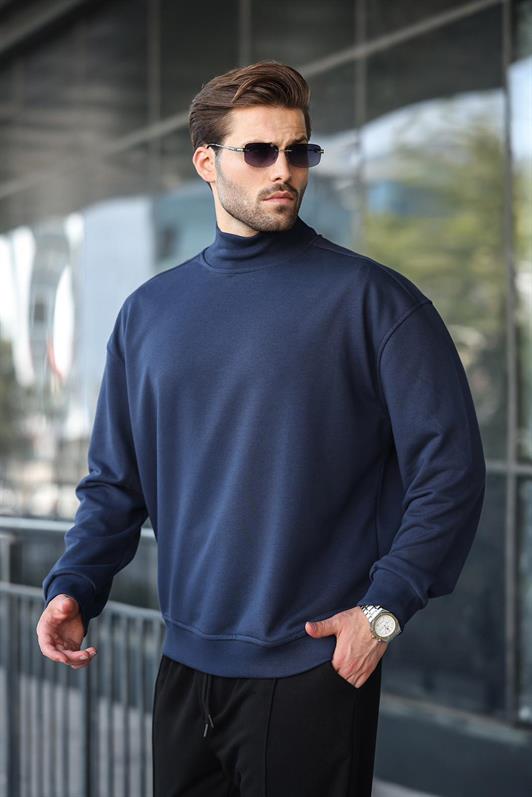 MDX Navy Half Fisherman Collar Men's Basic Sweatshirt E7158 - Morden