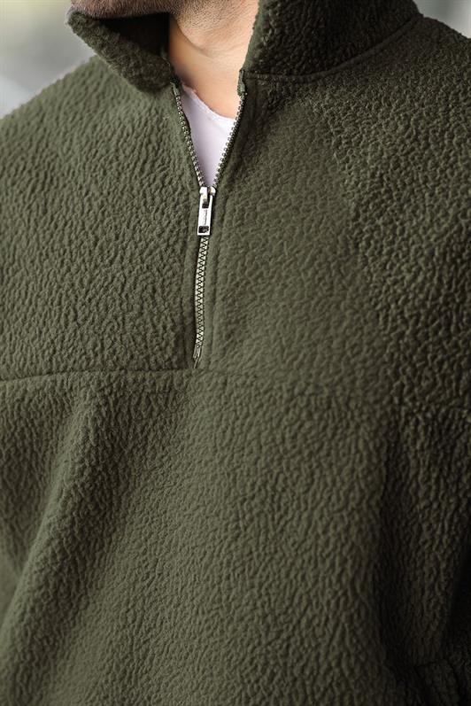 MDX Haki Yarım Fermuarlı Dik Yaka Polar Sweatshirt E7165 - Lake Ridge