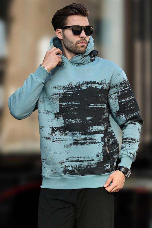 MDX Blue Hooded Patterned Pocket Detail Men's Sweatshirt 7059 - Azusa