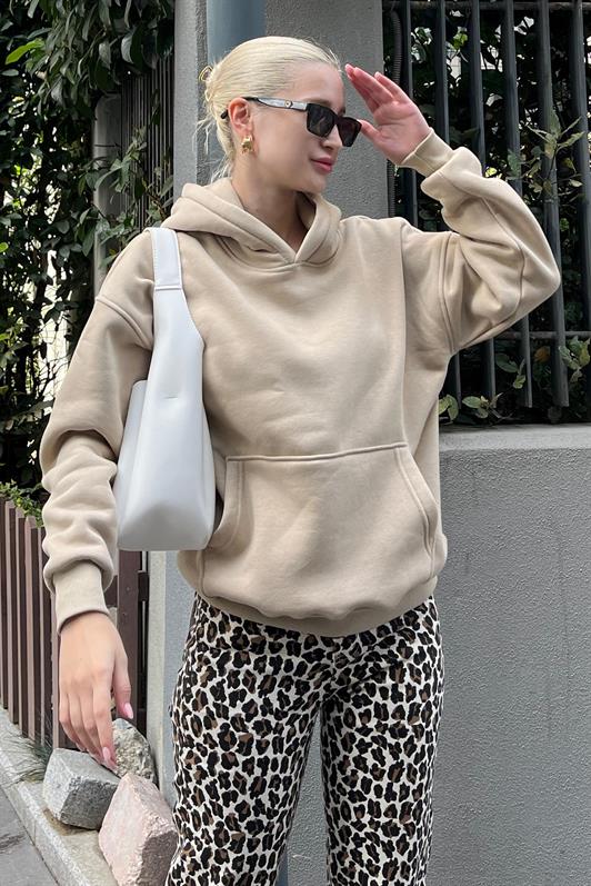 MDX Beige Hooded Oversized Pocketed Sweatshirt MG2206 - Rapid City