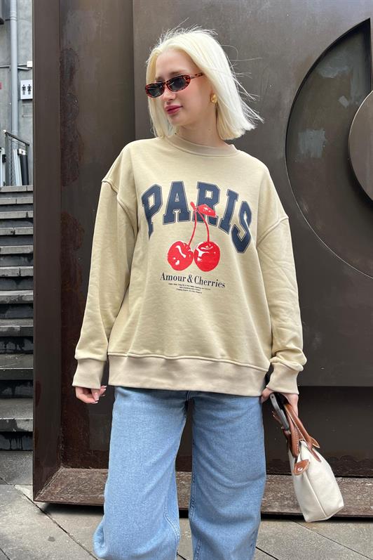 MDX Beige Bicycle Collar Basic Sweatshirt MG2233 - Temixco