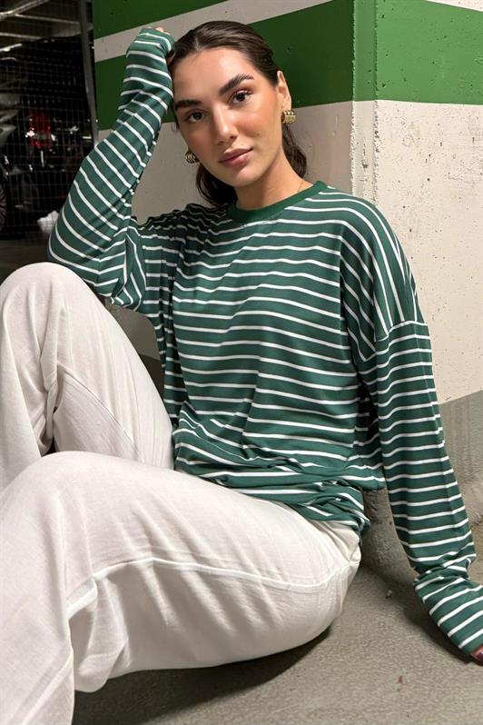 MDX Yeşil Çizgili Sweatshirt MG2572 - Grand Prairie