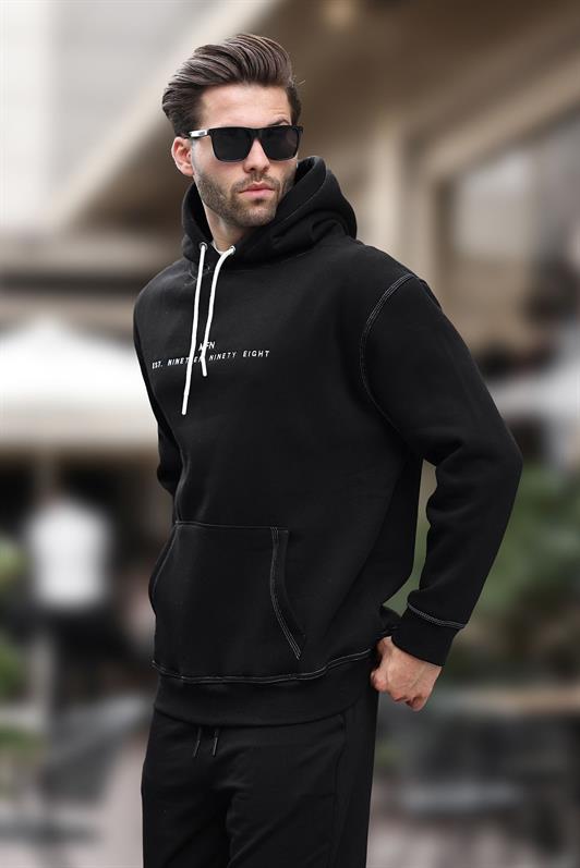 MDX Black Hooded Embroidered Detail Pocketed Men's Sweatshirt 7066 - Leavenworth