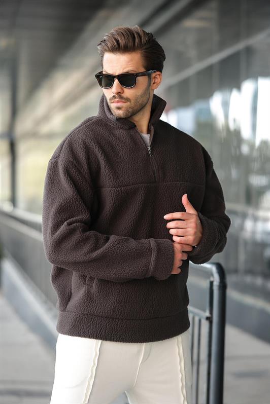 MDX Füme Yarım Fermuarlı Dik Yaka Polar Sweatshirt E7165 - Sanlúcar de Barrameda