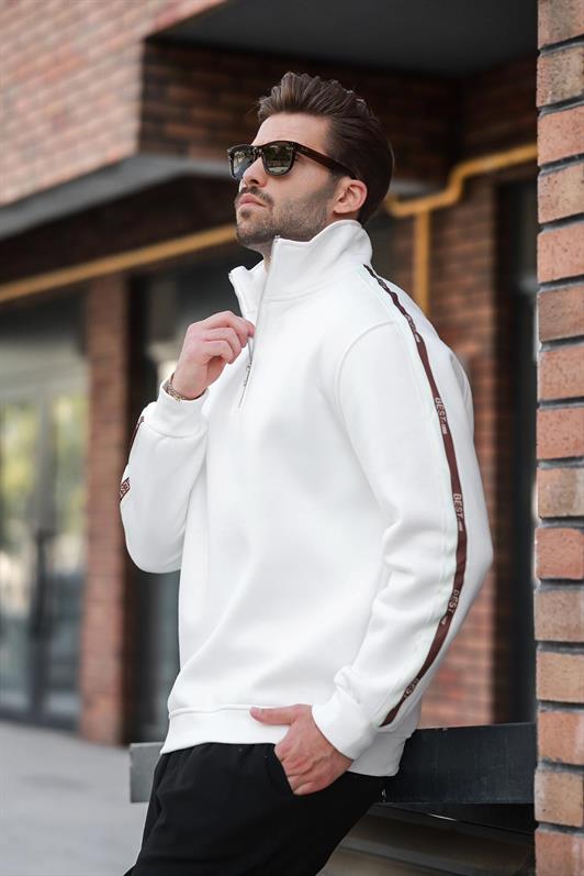 MDX Ecru Half Zip Fisherman Collar Men's Sweatshirt E7164 - Delano