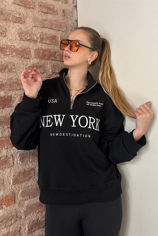 MDX Black Half Zip Printed Sweatshirt MG2240 - Atotonilco el Alto