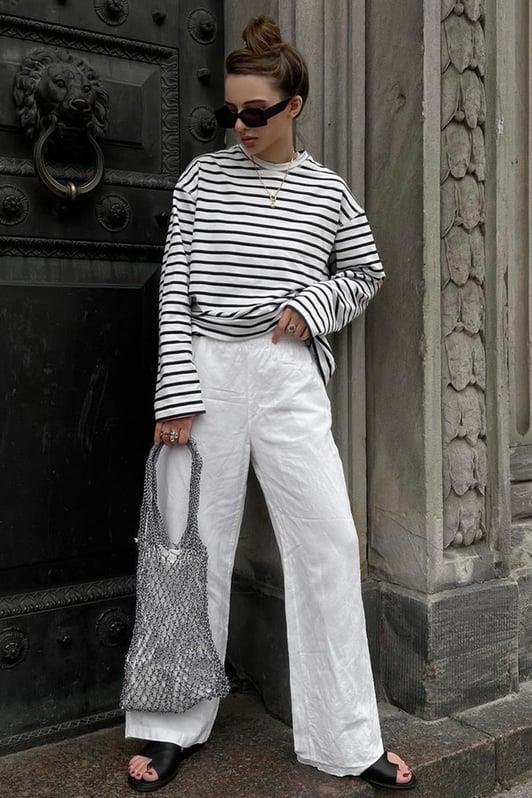 MDX Beyaz Çizgili Sweatshirt MG2572 - Geldern