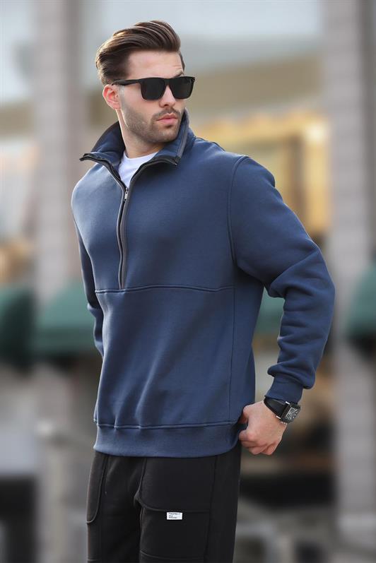 MDX Navy Blue High Neck Half Zip Sweatshirt 7079 - Evesham