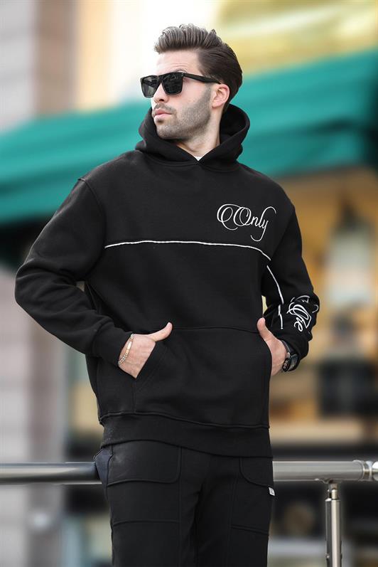 MDX Black Hooded Men's Sweatshirt with Stripe Detail Print 7091 - Coventry