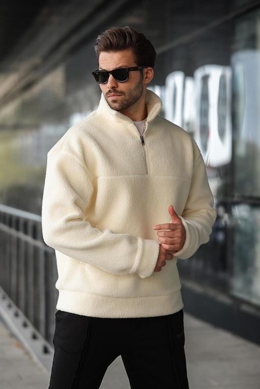 MDX Ekru Yarım Fermuarlı Dik Yaka Polar Sweatshirt E7165 - Leganés