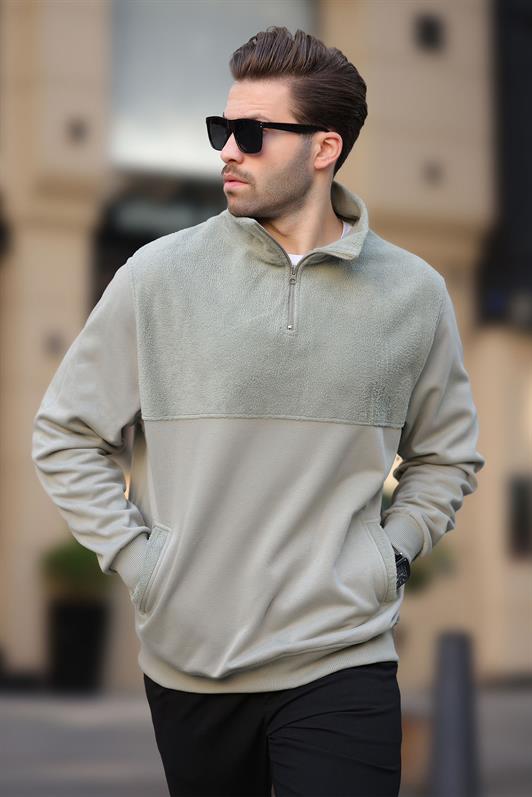 MDX Çağla Green Stand Collar Half Zip Polar Sweatshirt 7096 - Olathe