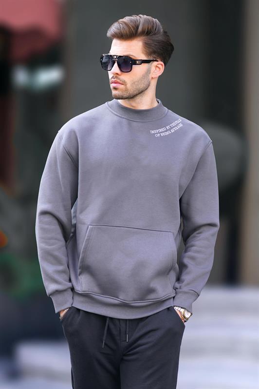 MDX Fume Bicycle Collar Embroidered Detailed Pocket Men's Sweatshirt 7049 - Wavre