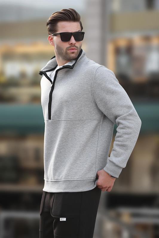 MDX Gray Turtleneck Half-Zip Sweatshirt 7079 - Franconville