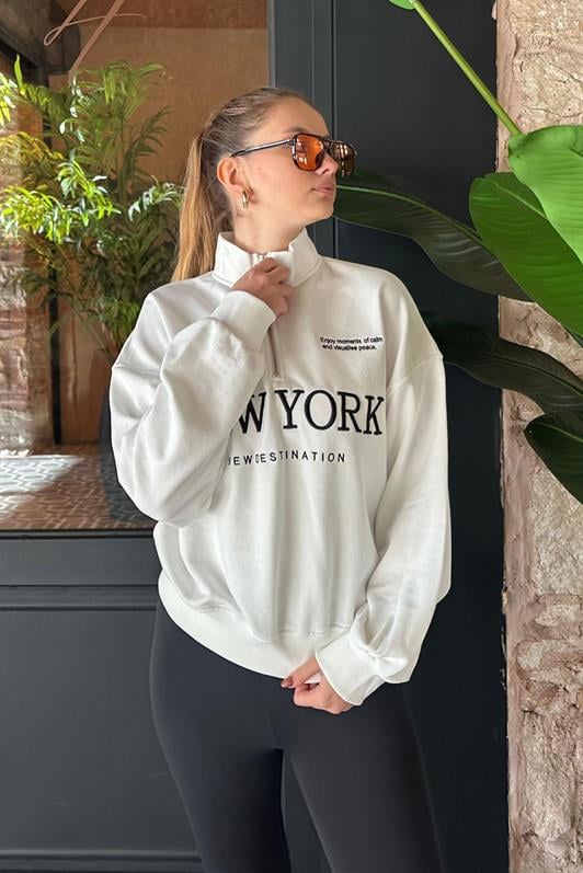 MDX Ecru Half Zip Printed Sweatshirt MG2240 - Etterbeek