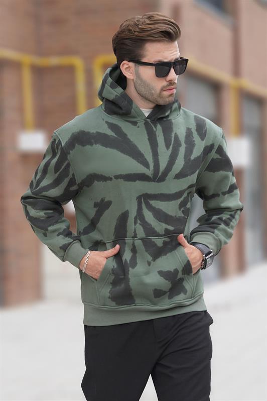 MDX Haki Hooded Pocket Detailed Printed Men's Sweatshirt 7087 - Bunbury
