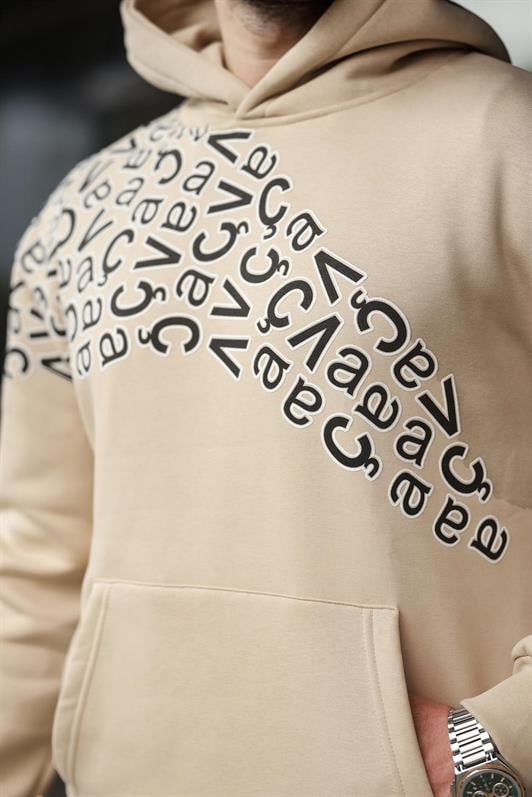 MDX Beige Printed Hooded Men's Sweatshirt E7160 - Cuetzalan