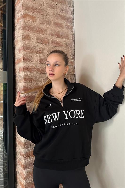 MDX Black Half Zip Printed Sweatshirt MG2240 - Atotonilco el Alto