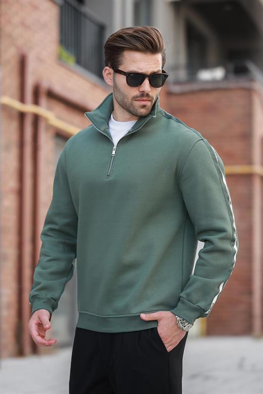 MDX Haki Half Zip Fisherman Collar Men's Sweatshirt E7164 - University