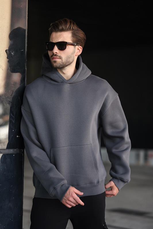 MDX Füme Kapüşonlu Kanguru Cep Erkek Sweatshirt E7169 - Albany
