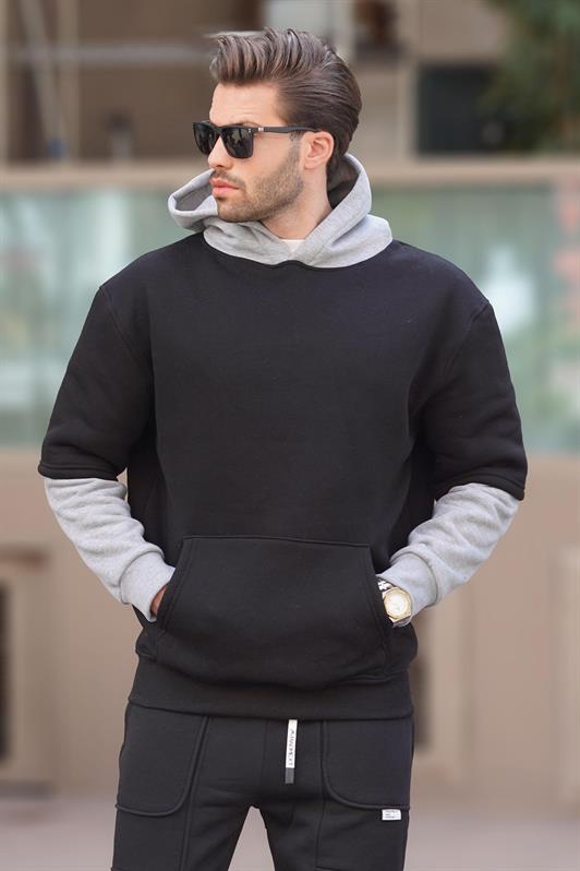 MDX Black Hooded Men's Sweatshirt with Pocket Detail 7071 - Gera