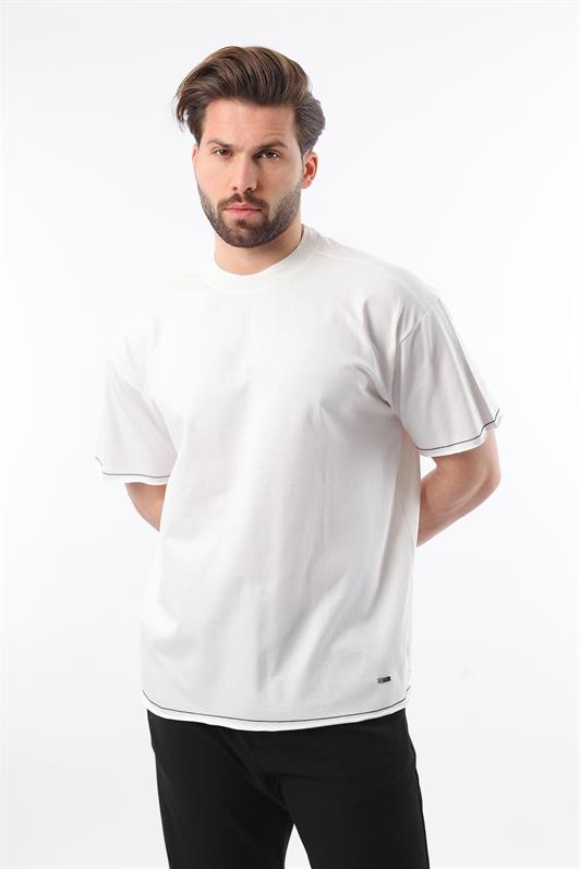 MDX Madmext Ecru Bicycle Neck Basic Men's T-Shirt E7105 - San Ramon