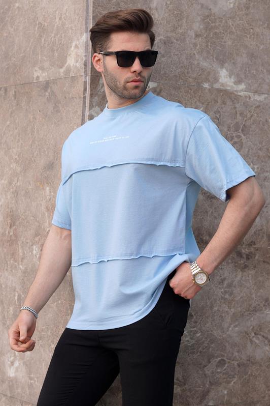 MDX Blue Oversized Printed Bicycle Neck T-shirt 7017 - Quebec City