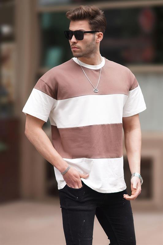 MDX Mink Oversize Color Block Bicycle Neck T-Shirt 7020 - Lima